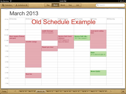 Old Handyman Schedule Example