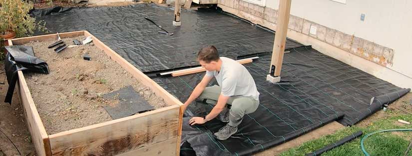 landscape fabric under patio