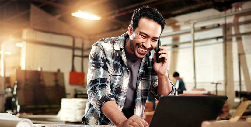handyman answering a phone
