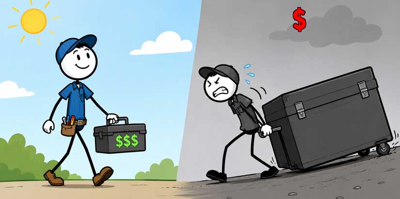 Two handymen, one making easy money, the other struggling.